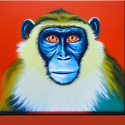 Image similar to Acrylic on canvas portrait of monkey