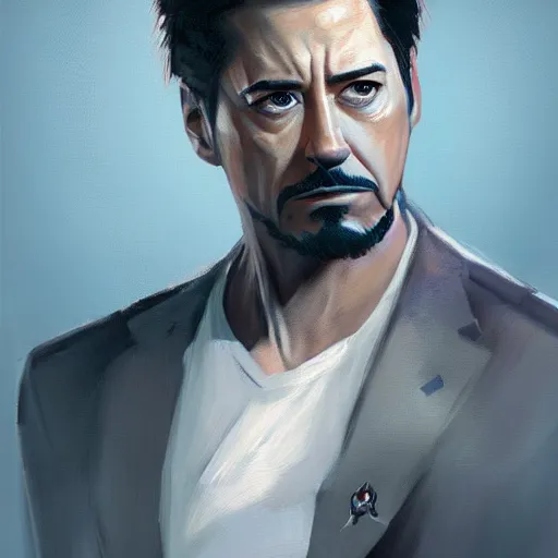 Image similar to concept art of tony stark, cinematic shot, painting by jama jurabaev, extremely detailed, brush hard, artstation, high quality, brush stroke