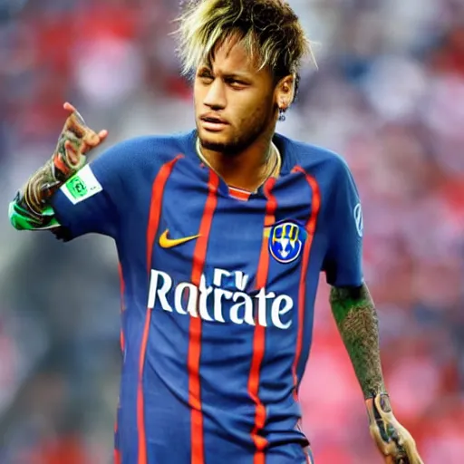 Image similar to neymar becomes a cyborg.