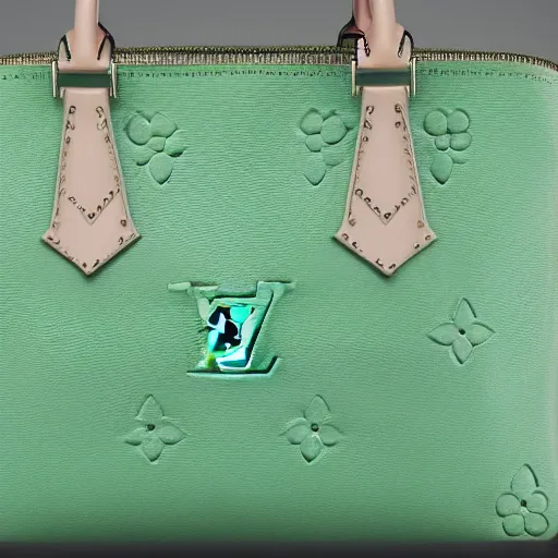 Image similar to A sculpture. A rip in spacetime. Did this device in her hand open a portal to another dimension or reality?! Louis Vuitton, pastel green by Greg Girard dreadful