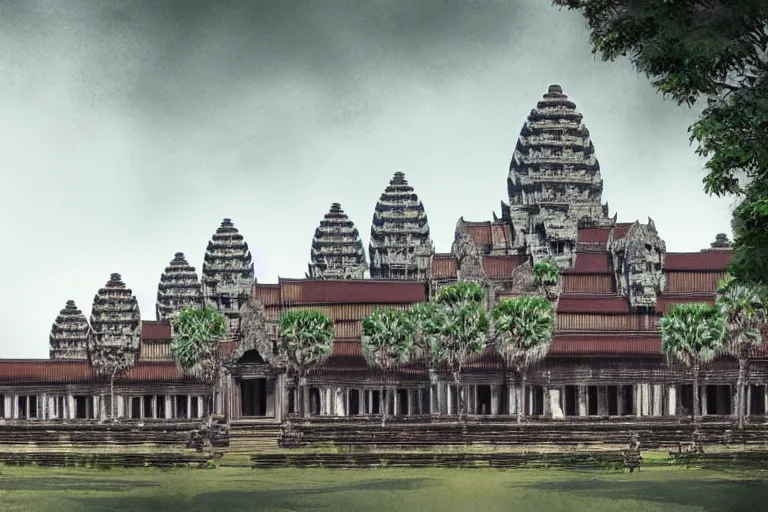 Prompt: Angkor Wat as a modern government building, digital painting, concept art by Jason Chan, artstation