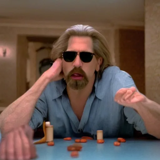 Image similar to Live Action Still of Jerma985 in The Big Lebowski, real life, hyperrealistic, ultra realistic, realistic, highly detailed, epic, HD quality, 8k resolution, body and headshot, film still