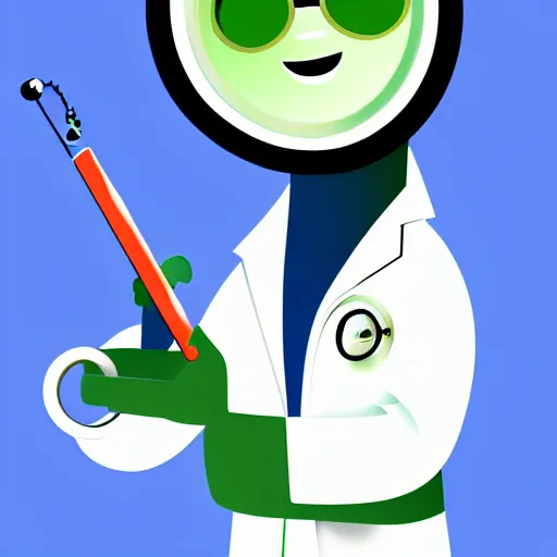 Image similar to a kiwi wearing a lab coat and goggles holding a test tube, digital art, 8k