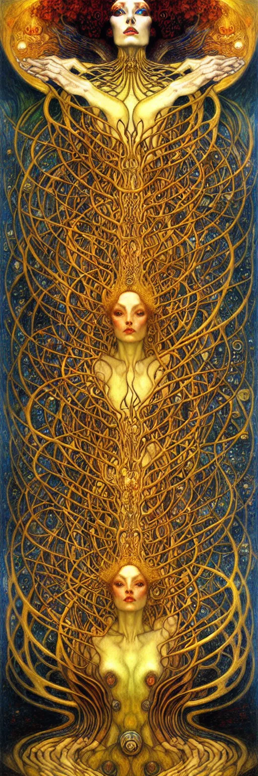 Image similar to Divine Chaos Engine by Karol Bak, Jean Delville, William Blake, Gustav Klimt, and Vincent Van Gogh, symbolist, visionary