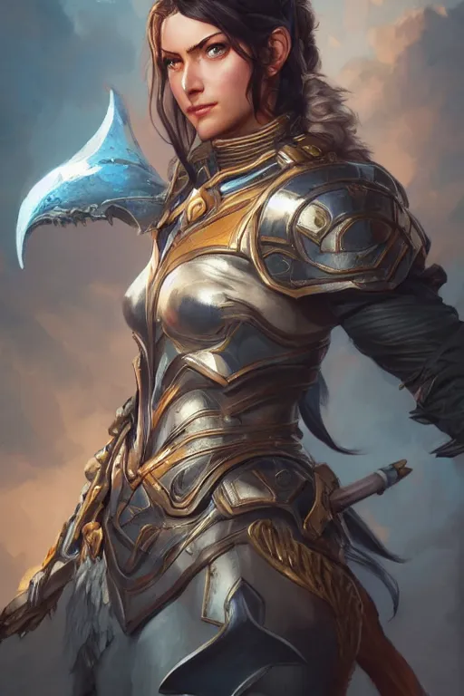 Image similar to amazon valkyrie athena, d & d, fantasy, portrait, highly detailed, headshot, digital painting, trending on artstation, concept art, sharp focus, illustration, art by artgerm and greg rutkowski and magali villeneuve