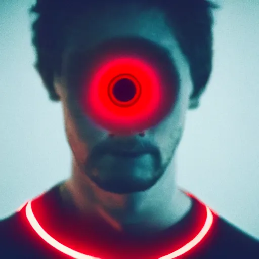 Image similar to a man with red glowing eyes