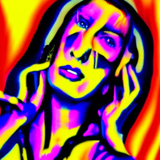 Prompt: dramatic psychedelic portrait, vhs screen