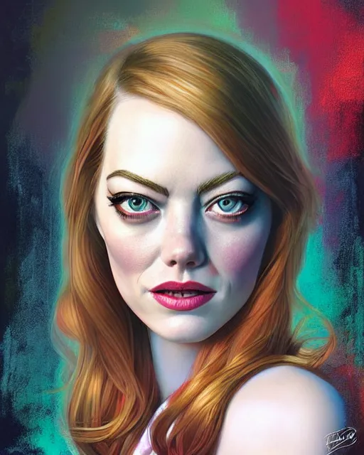 Prompt: spider portrait of emma stone, pixar style, by tristan eaton stanley artgerm and tom bagshaw.