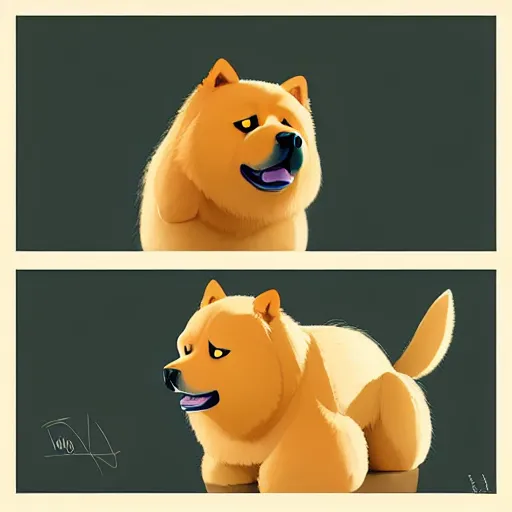 Image similar to goro fujita ilustration a dog of the chow chow breed drinks, clean, fluffy with a lot of hair, happy by goro fujita, painting by goro fujita, sharp focus, highly detailed, artstation