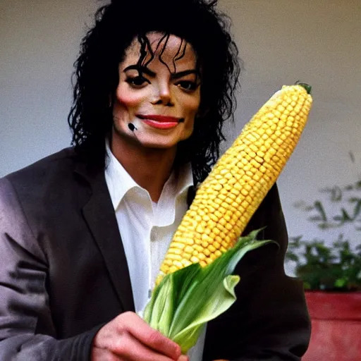 Prompt: michael jackson eating corn