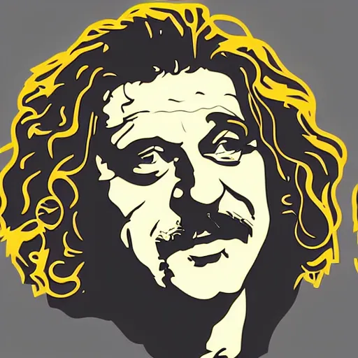 Image similar to robert plant from led zepelin singing, sticker - art, svg vector, adobe - illustrator