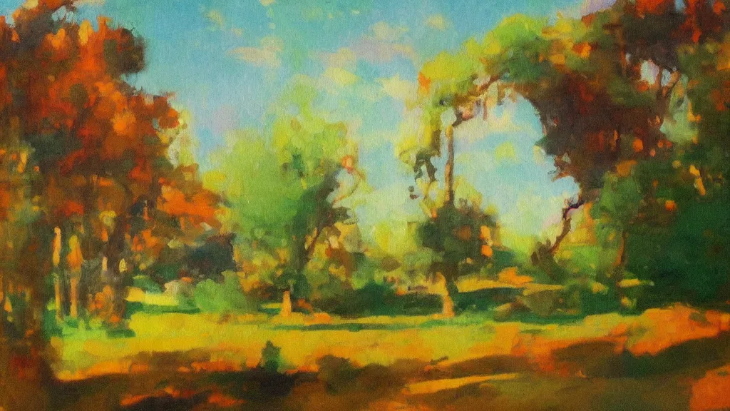 Prompt: loose painting of a beautiful peaceful whimsical landscape, overexposed, cold color palette, influenced by art nouveau, by john duval and sargent