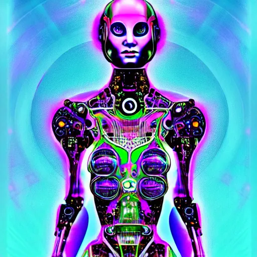 Image similar to psychedelic organic cyborg by scott davidson