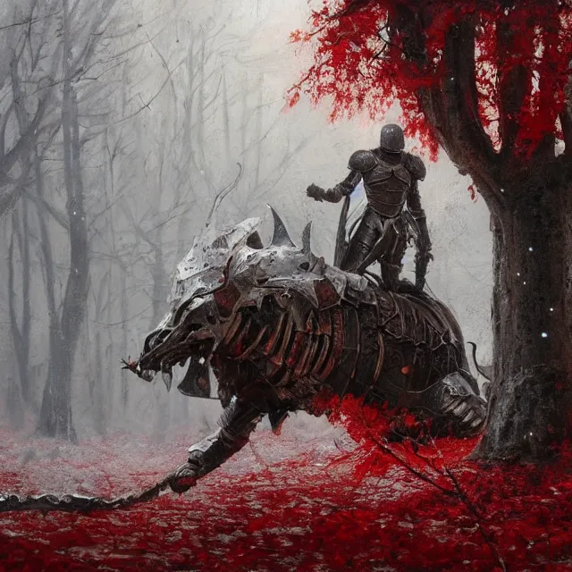 Hyper realistic oil painting of a knight in heavily | Stable Diffusion