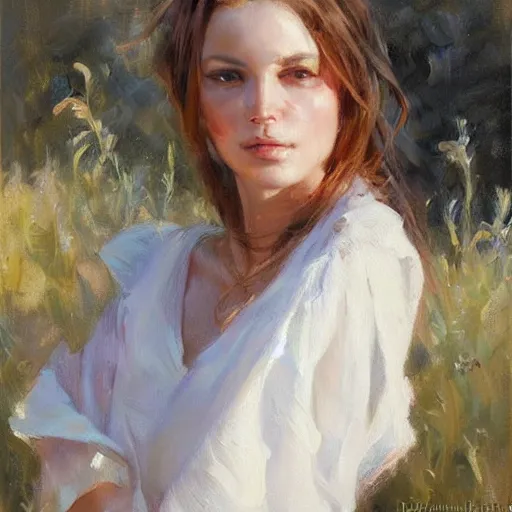 Prompt: Female portrait in morning sun, Danile Gerhartz, oil painting