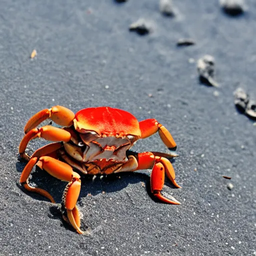 Image similar to a crab riding a bicycle on the beach
