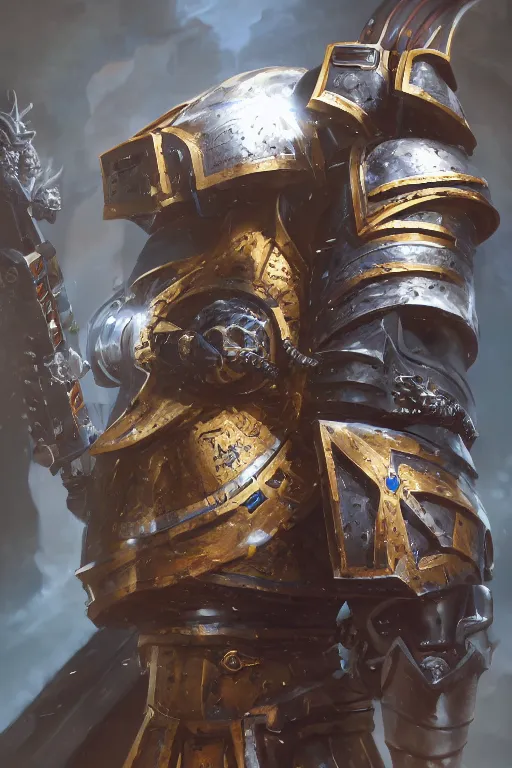 Image similar to armor portrait heros warhammer 4 0 k horus heresy fanart - the primarchs emperor by johannes helgeson animated with vfx concept artist & illustrator global illumination ray tracing hdr fanart arstation zbrush central hardmesh 8 k octane renderer comics stylized