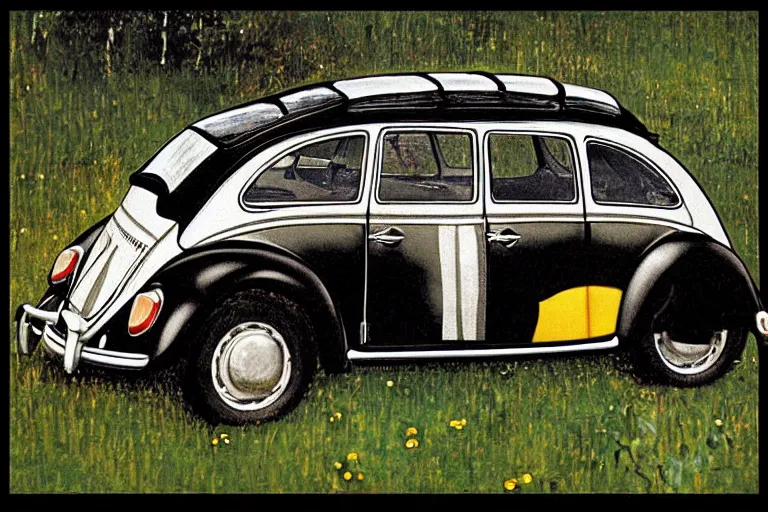 Image similar to gustav klimt vw beetle