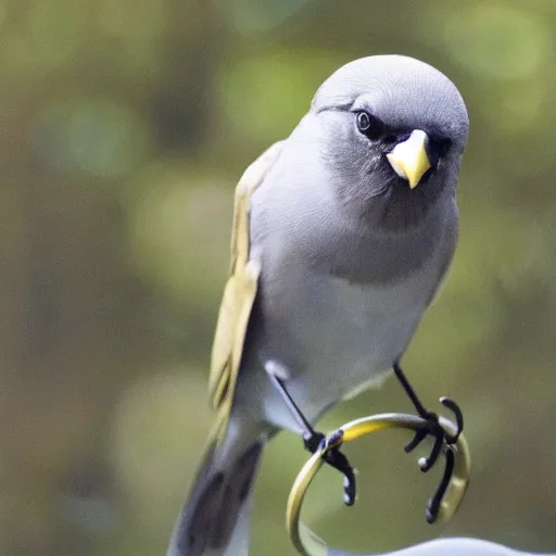 Image similar to A photograph of a bird wearing headphones and speaking into a microphone