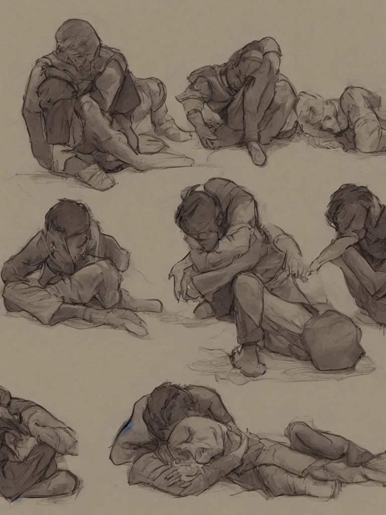 Prompt: men sobbing by disney concept artists, blunt borders, rule of thirds