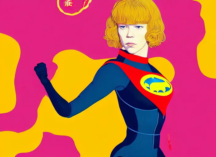 Prompt: portrait of Lea Seydoux as a superhero, ilya kuvshinov, Kyoto animation, concept art, yoshitoshi abe, katsura masakazu, tsutomu nihei, gustav klimt, loish, kawaii, studio lighting, manga, bright colors, anime, beautiful, vibrant high contrast, jean giraud, moebius, fantasy, rule of thirds, fibonacci, intricate, cel shaded, flat, matte print, smooth, artstation, concept art