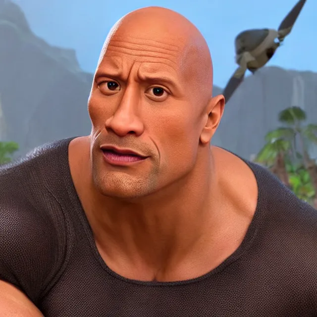 Prompt: dwayne johnson as a pixar disney character from up 2 0 0 9 unreal engine octane render 3 d render photorealistic