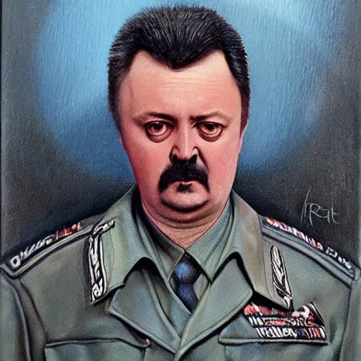 Image similar to Portrait by H.R.Giger of Igor Ivanovich Strelkov calling for total mobilization, photo-realistic, 2K, highly detailed