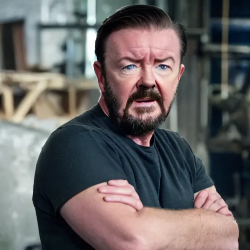 Image similar to ricky gervais on forged in fire