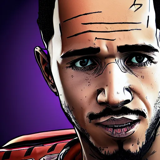 Prompt: lewis hamilton portrait, borderlands, tales from the borderlands, the wolf among us, comic, cinematic lighting, studio quality, 8 k