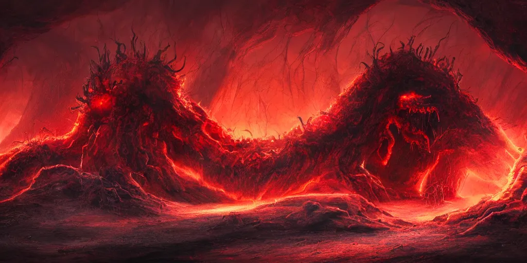 Prompt: Claws of hell emerging from a hole in the earth, concept art, surreal, red colors, terrifying, digital painting, trending on artstation, highly detailed, epic composition, 8k UHD