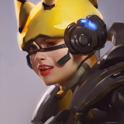 Image similar to greg manchess portrait painting of partially armored pikachu as overwatch character, medium shot, asymmetrical, profile picture, organic painting, sunny day, matte painting, bold shapes, hard edges, street art, trending on artstation, by huang guangjian, gil elvgren, ruan jia, greg rutkowski, gaston bussiere