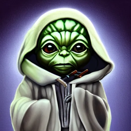 Image similar to digital illustion of baby yoda in a grateful dead hooded sweatshirt, smoking a hookah, deviantArt, artstation, artstation hq, hd, 4k resolution