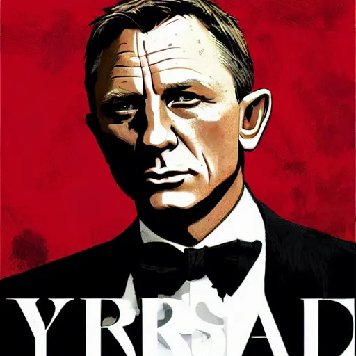 Image similar to Daniel Craig as James Bond, highly detailed, digital painting, artstation, concept art, smooth, sharp focus, illustration, ArtStation, art by artgerm and greg rutkowski and alphonse mucha and J. C. Leyendecker and Edmund Blair Leighton and Katsuhiro Otomo and Geof Darrow and Phil hale and Ashley wood and Ilya repin and Charlie Bowater