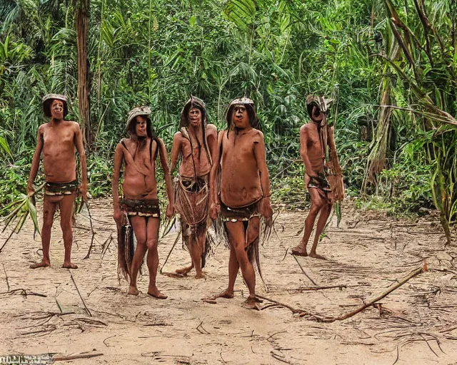 Prompt: award winning national geographic photograph of an uncontacted tribe of cyborgs