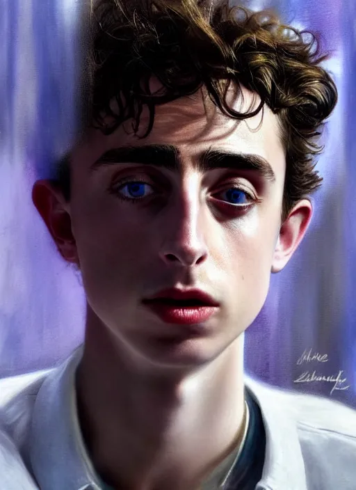 Prompt: hyperrealistic close-up badass TIMOTHEE CHALAMET! highly detailed concept art eric zener elson peter cinematic hard blue lighting high angle hd 8k sharp shallow depth of field, inspired by David Paul Cronenberg and Zdzisław Beksiński