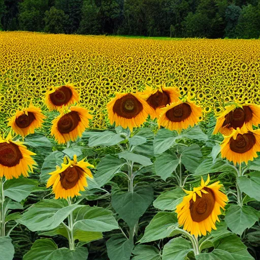 Prompt: sunflower field blooming