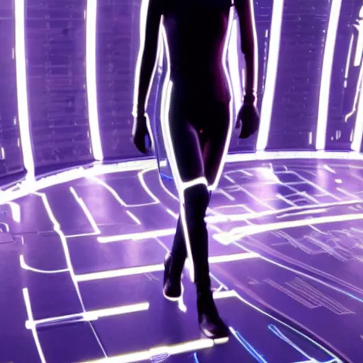 Image similar to photo of emma watson in tron : legacy ( 2 0 1 0 ), full body shot, sharp focus, award - winning