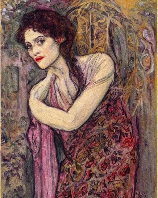 Prompt: beautiful woman by henri privat - livemont