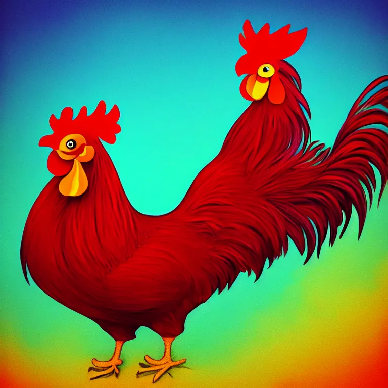 Prompt: colorful rooster by alex horely orlandelli, fantasy, artstation, smooth, illustration