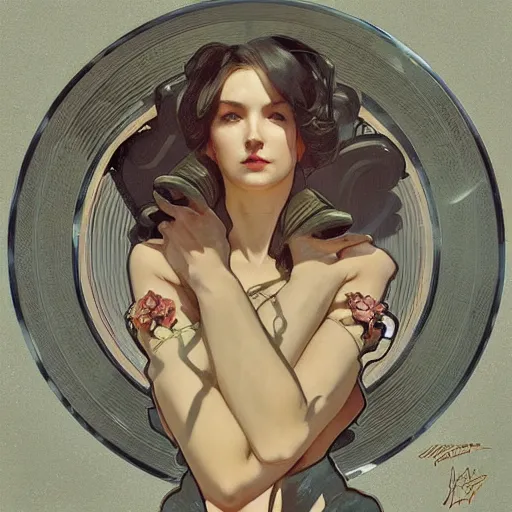 Image similar to a mushroom cloud merging into the shape of a peace sign, art by artgerm and greg rutkowski and alphonse mucha highly detailed, dieselpunk, high quality, 8 k, soft lighting, realistic face, path traced