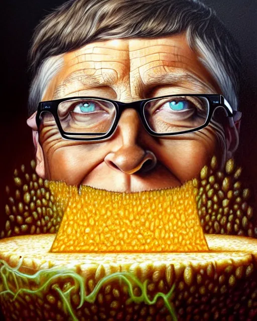 Image similar to detailed portrait of bill gates cheese!! grater!!! shredded by tomasz alen kopera and peter mohrbacher and johanna martine! and margaret keane! coherent luminescent