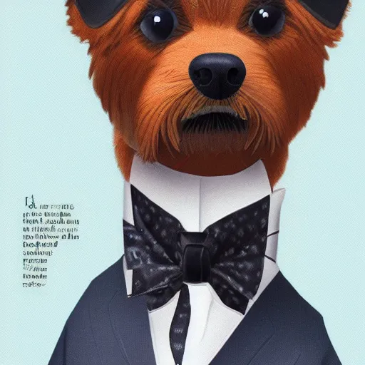 Prompt: photorealistic dog wearing business suits from vogue magazine