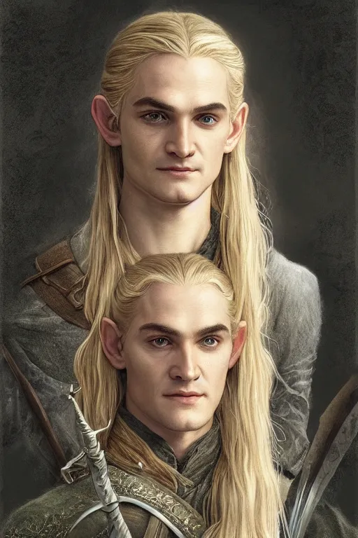 Prompt: Portrait of Legolas from Lord of the Rings, diffuse lighting, fantasy, intricate, elegant, highly detailed, lifelike, photorealistic, digital painting, artstation, illustration, concept art, smooth, sharp focus, art by John Collier and Albert Aublet and Krenz Cushart and Artem Demura and Alphonse Mucha