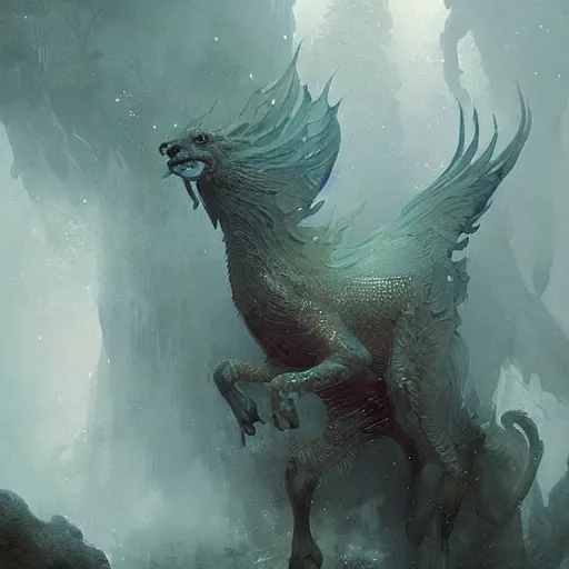 Image similar to a beautiful new creature from folklore, clear detailed view. ethereal fantasy art by greg rutkowski