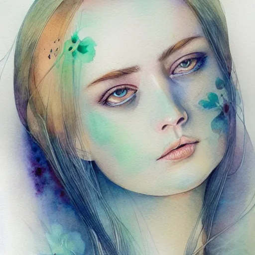 Prompt: watercolor flower by anna dittmann, by marco mazzoni, by stephanie law, n 9