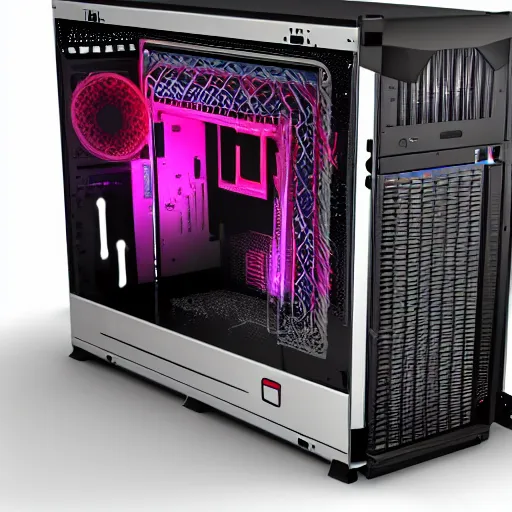 Prompt: a demon living inside a computer case