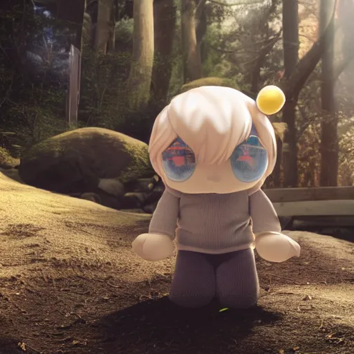 Image similar to cute fumo plush of a boy who is a denizen of an alternate world overlapping with our own, extradimensional, 4 d rendering, lens flare, relativistic path tracing, vray