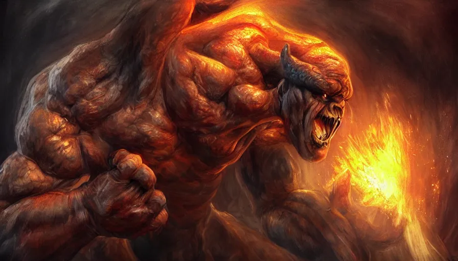 Image similar to Balrog, beautiful realistic artwork on artstation