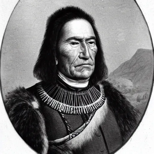 Image similar to a portrait of a Scottish chief (not an Indian chief)