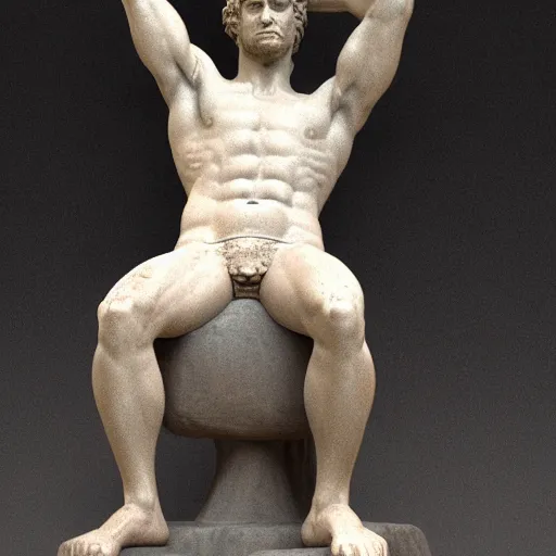 Prompt: 3 d render of sculpture of david seated made by michelangelo